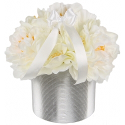 DUŻY BUKIET w srebrnym pudełku BIAŁE KWIATY lux